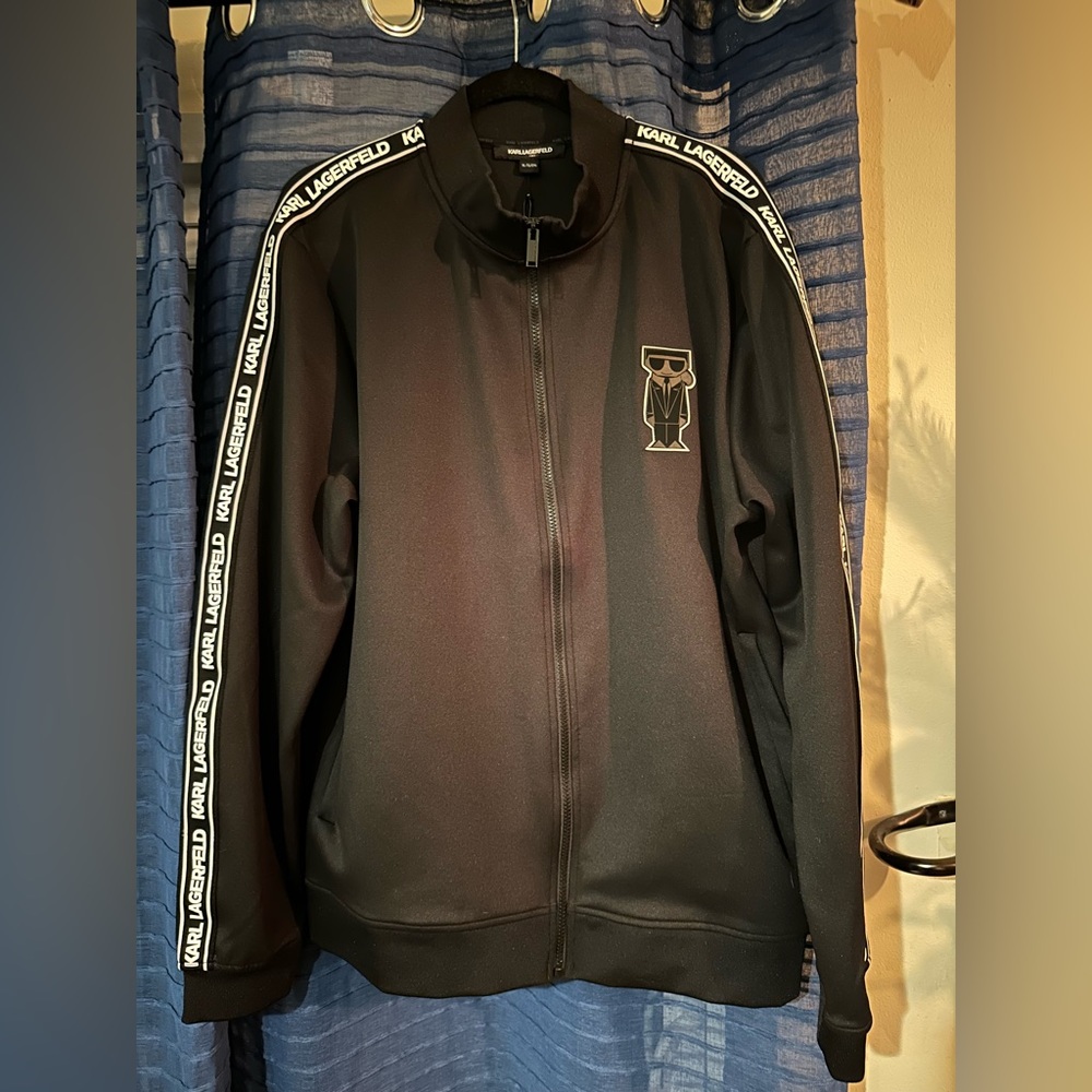 New Karl Lagerfeld Black zip up sweater